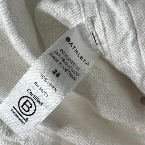 Athleta Cabo Linen Wide Leg Pants White Plus Size 24 - Picture 6 of 11
